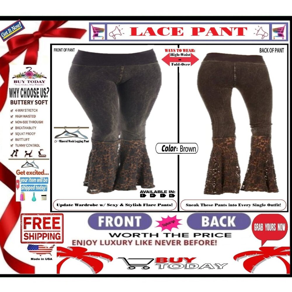 🛑 BOTTOM Fold Over LACE ➕ LEGGING 🆒 PANT High Waist Mineral Wash 💸 BUY NOW ‼️